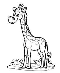 Fototapeta premium Adorable Giraffe Coloring Page for Kids' Fun and Creativity