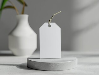 Blank Label Name Tag on Grey Background for Product Branding and Packaging Generative AI