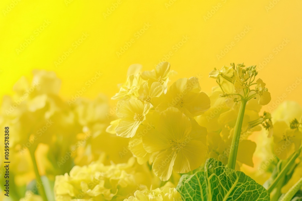 Poster the blooming flowers of yellow vegetables display delicate petals and lush green leaves, adding colo