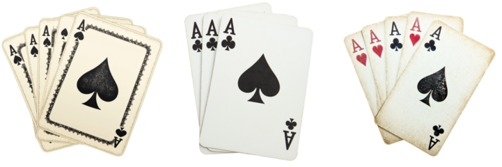 Set of spades card set isolated on a transparent background