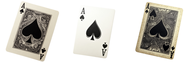 Set of spades card set isolated on a transparent background