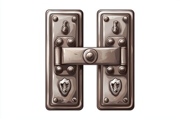Obraz premium Vintage metal door latch on white background, ideal for design elements or historical themes.