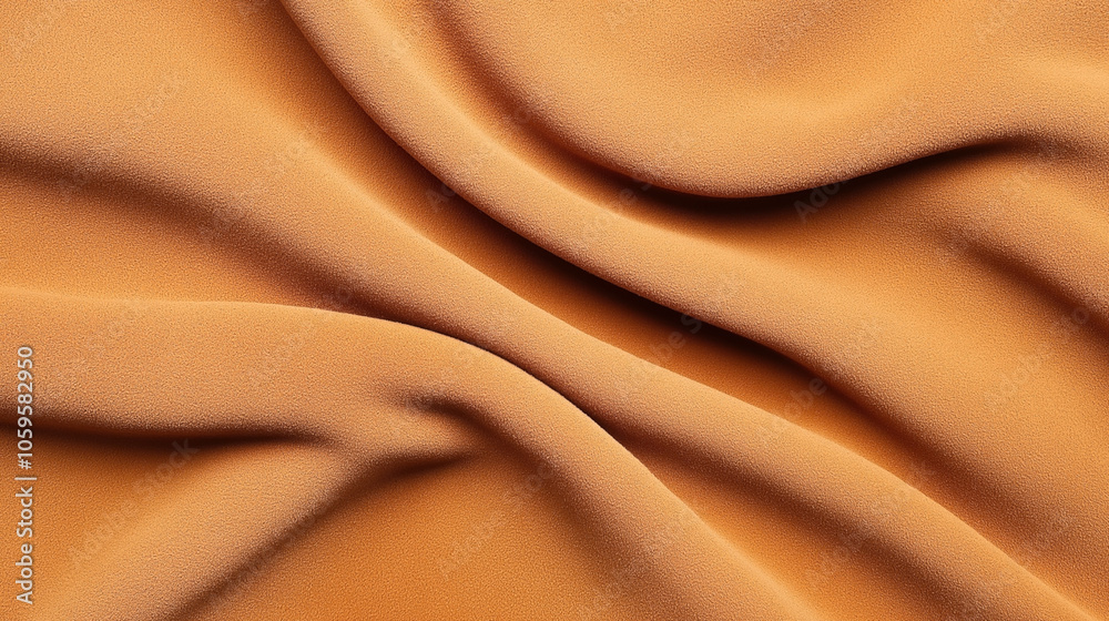 Wall mural close-up of orange textured fabric with graceful folds creating an elegant and flowing pattern.