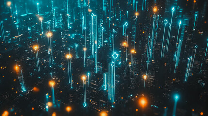 Obraz premium abstract professional business team people innovation connection of line from nail node to node on map background , networking concept