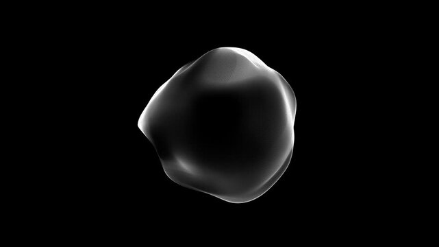 White liquid sphere on isolated background. Abstract looped orb. Sphere morphing. Smooth bubble on black background. Random movements of 3D sphere. artificial intelligence background. 4k, 60 fps.