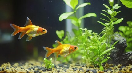 Vivid Orange Goldfish in Aquarium