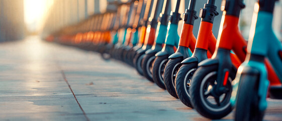 An electronic scooter designed for urban mobility and public use in the center of a European city.