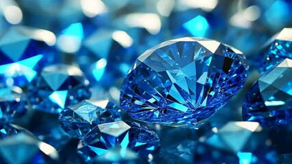 A large, blue diamond sits atop a pile of smaller diamonds