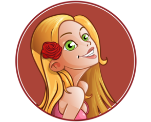 Cute Cartoon Girl with Blonde Hair and Green Eyes, cartoon vector art illustration, transparent background png