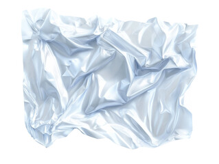 Crumpled white plastic sheet on a light background, cut out transparent