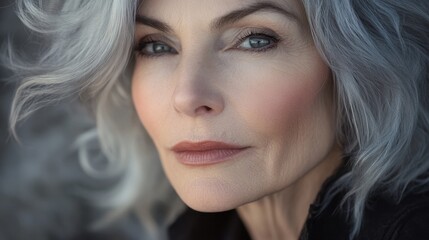 Fototapeta premium Age and Beauty - Woman with Silver Hair