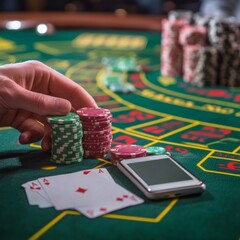 Fototapeta premium Casino and online gaming with technology.
