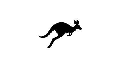 A styled vector silhouette image of a kangaroo icon with a white background Generative aI
