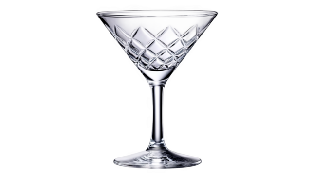 Elegant Crystal Martini Glass with Diamond Pattern for Cocktails and Drinks