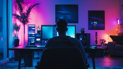 Fototapeta premium Perfect backdrop for vloggers, streamers, and content creators. Use it for educational research, book reviews, or scientific videos.