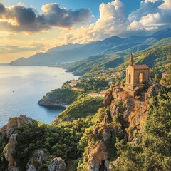 Naklejka premium San Biagio hill coast, Maratea, Italy
