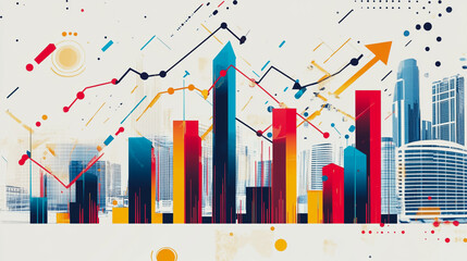 charts and graphs with statistics to innovative analyze business potential and forecast future development of companies growth.