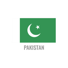 Pakistan flag icon. The country sign. Rectangle shape. Isolated on a white background. Vector image.