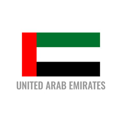 United Arab Emirates flag icon. The country sign. Rectangle shape. Isolated on a white background. Vector image.