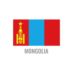 Mongolia flag icon. The country sign. Rectangle shape. Isolated on a white background. Vector image.