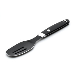 A sleek black serving spatula with metal accents on a white background perfect for kitchen use