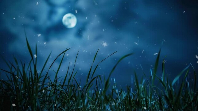 Magical grassland under a glowing full moon, illuminated in a dreamy night sky filled with stars.
Seamless looping 4k time-lapse virtual video animation Generated AI