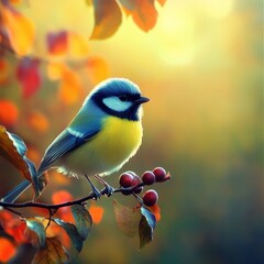 Fototapeta premium Cute bird, natural scene.