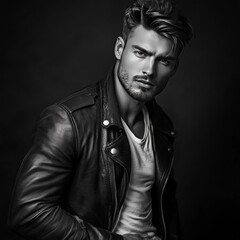 Fototapeta premium Stylish leather-clad youth