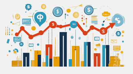 Fototapeta premium Abstract white background with Colorful charts and graphs with statistics to innovative analyze business potential and forecast future development of companies growth.