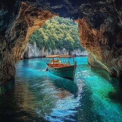 Obraz premium Turquoise waters below Zante's Blue Caves