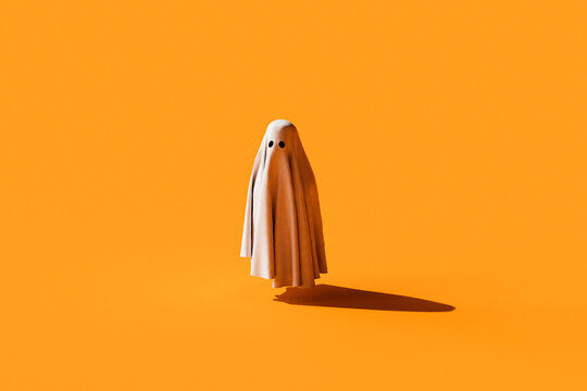 Ghost with Shadow on Orange Background