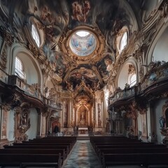 Naklejka premium Baroque Saint Nicholas Church, Prague's Lesser Town