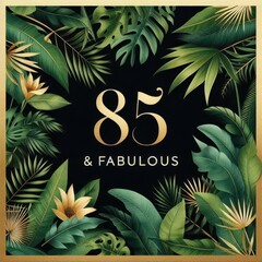 Obraz premium Elegant green foliage design celebrating an 85th birthday in style.