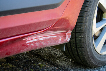 Car accidents. Bodywork damage, sill crushing