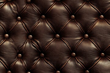 Fototapeta premium Leather couch with gold buttons and a brown background
