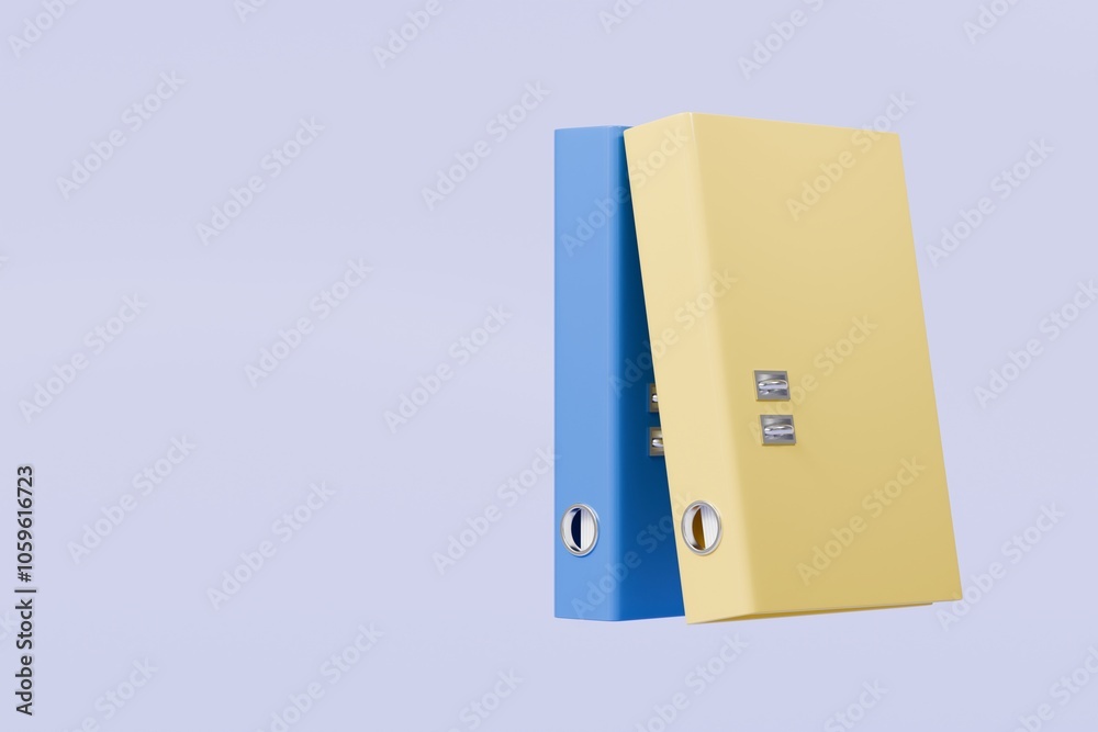 Poster 3d file folder with paper business icon. minimal binder file folder document icon. office equipment 