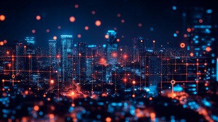Fototapeta premium Tech savvy city, modern high-tech society
