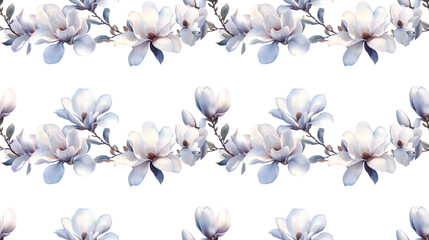 Obraz premium Elegant vertical seamless border featuring delicate watercolor magnolias ideal for web design and print projects