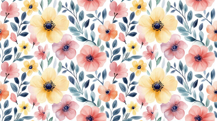 Seamless watercolor pattern of pastel colored flowers for handmade greeting cards perfect for weddings birthdays and special celebrations