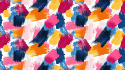 Fototapeta premium Seamless brushed abstract pattern featuring vibrant paint strokes ideal for fabric design and home decor