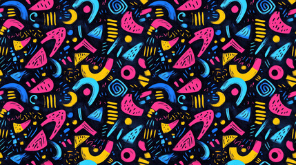Fototapeta premium Seamless abstract fabric pattern featuring intricate shapes and vibrant colors perfect for textile design