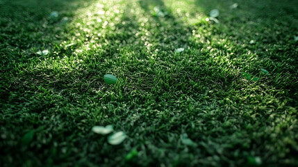 Naklejka premium Green Grass and Sunbeams - Realistic Image