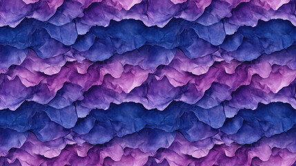Fototapeta premium Seamless pattern of crumpled dark blue and purple paper texture featuring warm tie dye tones artistic geometric watercolor design creative marker drawing details