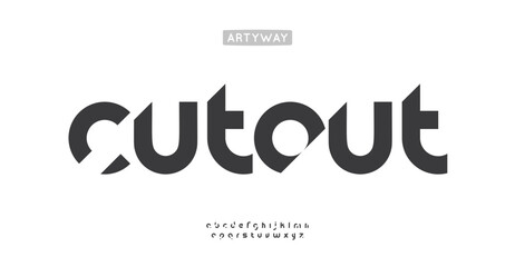 Geometric cutout alphabet, sliced sans serif letters, creative abstract stencil font for bold logo, sharp impactful headline, unique branding, modular minimalistic typography. Vector typeset