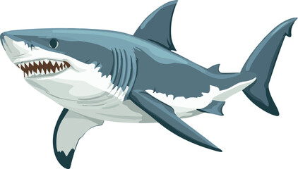 Naklejka premium simple vector great white shark clipart
