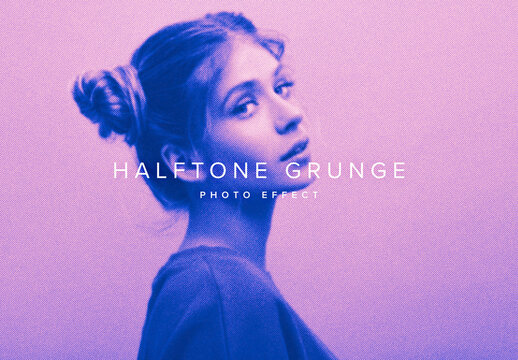 Grunge Halftone Image Effect Mockup