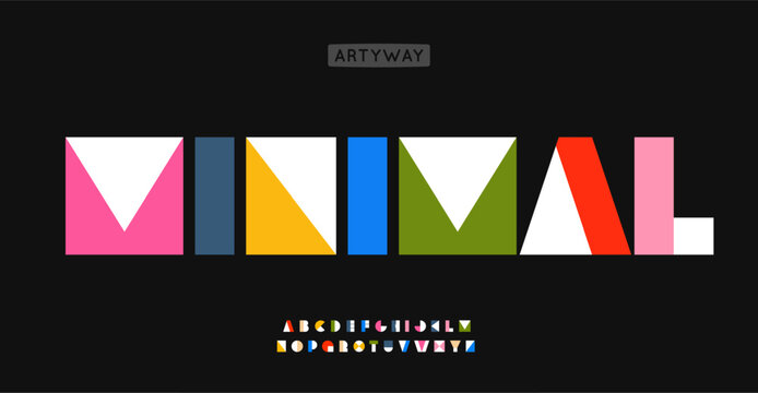 Rectangular shapes alphabet, colorful modular letter, geometric blocky font for creative headlines, art logotype, mosaic inspired title, playful funky branding. Decorative typography. Vector typeset