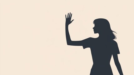Silhouette of a woman waving goodbye.