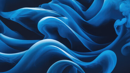 Obraz premium An abstract composition of flowing blue smoke, creating dynamic curves against a dark background, evoking a sense of movement and depth.