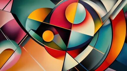 Obraz premium Abstract geometric shapes in vibrant colors create a dynamic and eye-catching composition.